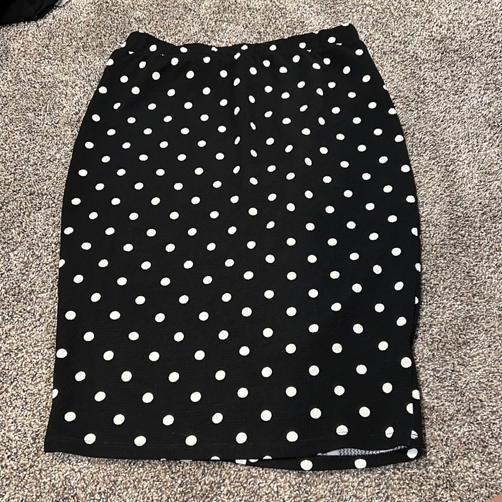 Maitai black and white polka dot pencil skirt
